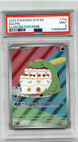 PSA 9 MINT Gulpin Stellar Crown Illustration Rare 2024 Holo Pokemon 154/142 - Image 1