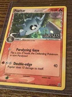2005 Pokemon Pupitar EX Delta Species 51/113 Reverse Holo Uncommon - Image 2
