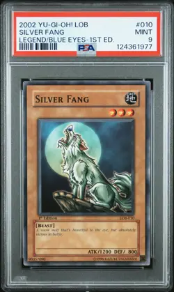 2002 YU-GI-OH! LOB-LEGEND OF BLUE EYES WHITE DRAGON 1ST ED SILVER FANG PSA 9 - Image 1