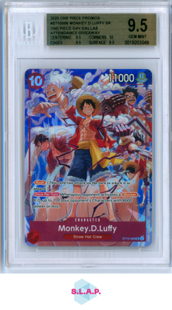 MONKEY.D.LUFFY SR O/P DAY DALLAS ATTENDA GIVE 2025 ONE PIECE PRO ST10006 BGS 9.5 - Image 1