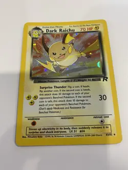 Pokemon Card Holo Dark Raichu 83/82 - Vintage WOTC, Excellent Condition - Image 1