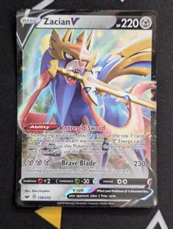 Zacian V - 138/202 - Pokemon Sword & Shield Base Set Ultra Rare Card NM - Image 1