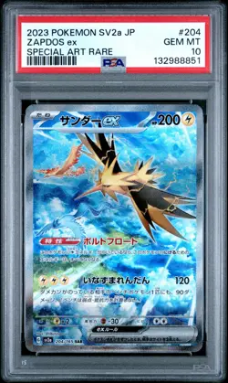 Pokemon PSA 10 Zapdos Ex #204 SV2a Card 151 Special Art Rare 2023 Japanese - Image 2