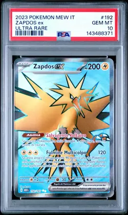 Pokemon PSA 10 Zapdos Ex #192 MEW IT Card 151 Ultra Rare 2023 Italiano - Image 2