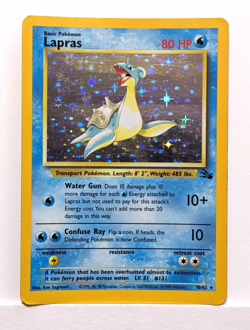 Lapras Fossil 10/62 Holo Rare Pokemon Card WOTC - MP & Rear-Side Damage - Image 1