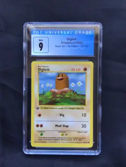 Pokemon Cards: Base Set 1st Edition Common: Diglett 47/102 CGC 9 - Image 1