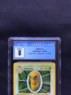 Pokemon Cards: Base Set 1st Edition Uncommon: Kakuna 33/102 CGC 8 - Image 3
