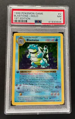 PSA 7 Blastoise 1st Edition Shadowless Base Set 1999 Pokemon Card 2/102 Vintage - Image 1