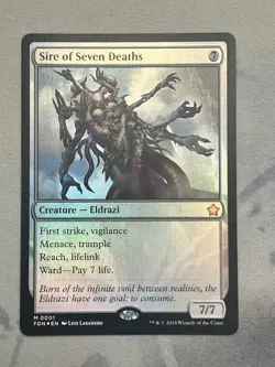 Sire of Seven Deaths Foundations Mythic Foil Creature Colorless Eldrazi 1 MTG NM - Image 1