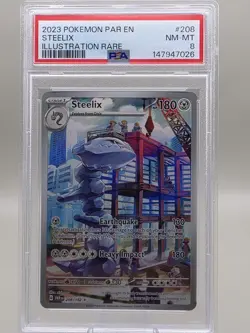 Steelix Paradox Rift Holo Card Pokemon TCG 208/182 PSA 8 - Image 1