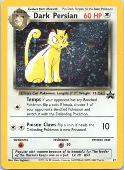 2000 Promos - Wizards Black Star Dark Persian RARE SWIRL HOLO #2 #17 - Image 1