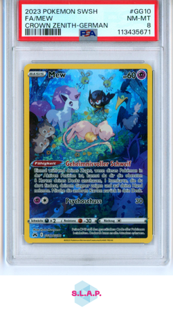 FA/MEW CROWN ZENITH-GERMAN POKEMON SWORD AND SHIELD CROWN ZENITH 2023 GG10 PSA 8 - Image 1