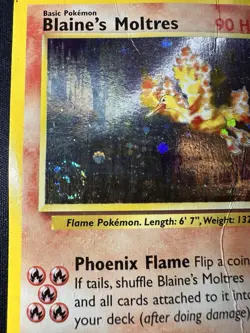 Blaine's Moltres 1/132 HOLO Rare Gym Heroes Pokemon Card PSA 1 Worthy 🌀 SWIRL - Image 3