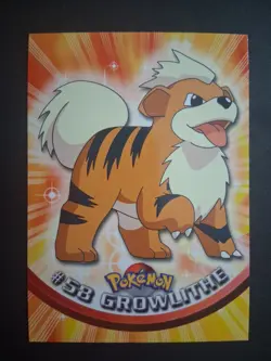NM #58 Growlithe Pokemon 1999 Topps TV Animation Edition Series 1 Blue Logo - Image 1