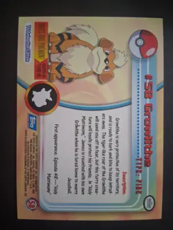 NM #58 Growlithe Pokemon 1999 Topps TV Animation Edition Series 1 Blue Logo - Image 2