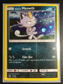 Pokemon Alolan Meowth SM43 Holo Black Star Promo NM - Image 1