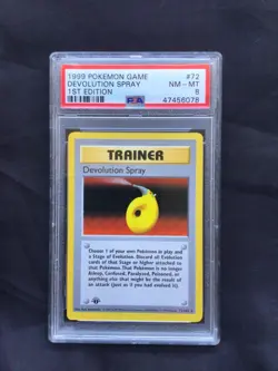 Pokemon Cards: Base Set 1st Edition Rare: Devolution Spray 72/102 PSA 8 - Image 1