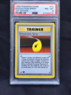 Pokemon Cards: Base Set 1st Edition Rare: Devolution Spray 72/102 PSA 8 - Image 2