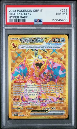 Pokemon PSA 8 Charizard Ex #228 OBF IT Hyper Rare 2023 Italiano - Image 2