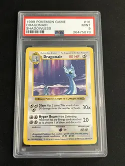 1999 Pokemon Game Shadowless #18 Dragonair PSA 9 MINT - Image 1