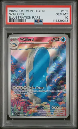 2025 POKEMON JTG EN-JOURNEY TOGETHER ILLUSTRATION RARE #162 WAILORD PSA 10 - Image 1
