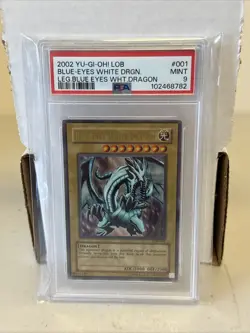 2002 Yugioh Blue-Eyes White Dragon LOB-001 Ultra Rare PSA 9 MINT ORIGINAL PRINT! - Image 1