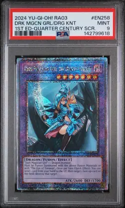 PSA 9 Mint YuGiOh RA03 1ST EDITION DARK MAGICIAN GIRL THE DRAGON KNIGHT QCSR - Image 1