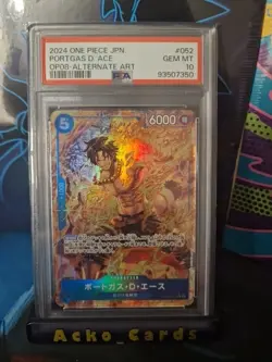 One Piece Portgas D Ace Alt Art OP08-052 Japanese PSA 10 - Image 2