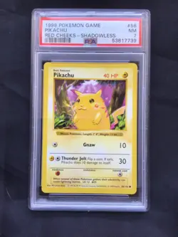 Pokemon Cards: Base Set Shadowless Common: Red Cheek Pikachu 58/102 PSA 7 - Image 2