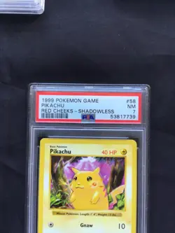 Pokemon Cards: Base Set Shadowless Common: Red Cheek Pikachu 58/102 PSA 7 - Image 3