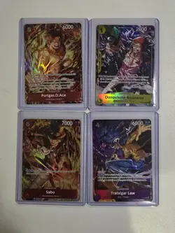 One Piece Illustration Box Vol 5 And 6 Promo Cards Sabo, Ace, Law, Rosinante - Image 1