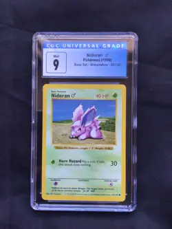 Pokemon Cards: Base Set Shadowless Common: Nidoran 55/102 CGC 9 - Image 1