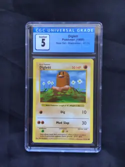 Pokemon Cards: Base Set Shadowless Common: Diglett 47/102 CGC 5 - Image 1
