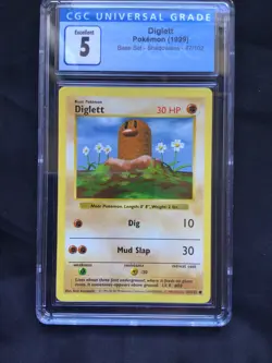 Pokemon Cards: Base Set Shadowless Common: Diglett 47/102 CGC 5 - Image 2