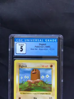 Pokemon Cards: Base Set Shadowless Common: Diglett 47/102 CGC 5 - Image 3