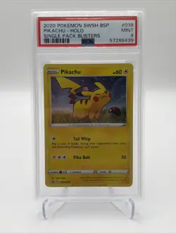 Pikachu SWSH039 SWSH: Sword & Shield Promo Cards Holo PSA 9 - Image 1
