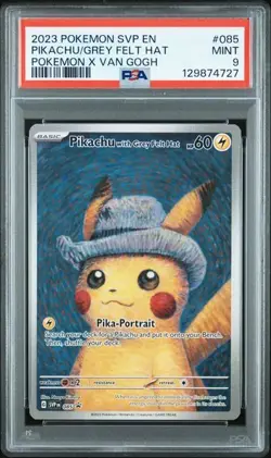Pikachu Grey Felt Hat Van Gogh 085 Promo Pokemon Card English PSA 9 Mint - Image 1