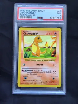 Pokemon Cards: Base Set Shadowless Common: Charmander 46/102 PSA 7 - Image 2