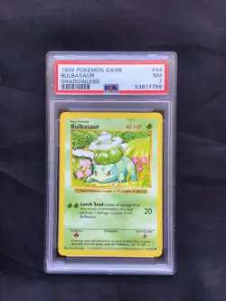 Pokemon Cards: Base Set Shadowless Common: Bulbasaur 44/102 PSA 7 - Image 1