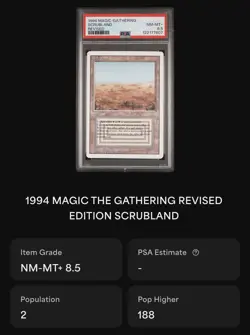 SCRUBLAND PSA 8.5 Revised Edition 1994 MTG Magic the Gathering LOW POP 1 of 2! - Image 5