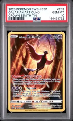 Pokemon Galarian Articuno SWSH282 Black Star Promo PSA 10 Crown Zenith English - Image 1