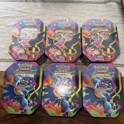Pokemon Mega Charizard X ex & Y ex Tin Sealed x6 - Image 1