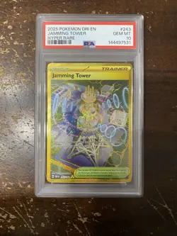 2025 POKEMON DRI EN-DESTINED RIVALS HYPER RARE #243 JAMMING TOWER PSA 10 LOW POP - Image 1