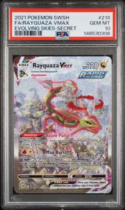 Pokemon 2021 Rayquaza VMAX 218/203 Alt Art Evolving Skies GEM MINT PSA 10 🔥🔥🔥 - Image 1