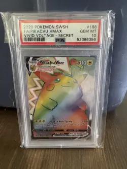 2020 Pokemon PSA 10 Pikachu VMAX SWSH FA Vivid Voltage- Secret 188/185 - Image 1