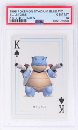 1998 Pokemon Stadium Blue Version Playing Cards Blastoise King of Spades PSA 10 - Image 1