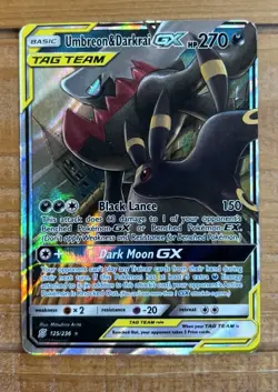 Pokemon Umbreon & Darkrai GX TAG TEAM Ultra Rare Holo 125/236 SM-Unified Minds - Image 1
