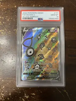 Pokemon Silver Tempest ~ UNOWN V ~ PSA 10 ~ Full Alt Art 177/195 VHTF RARE - Image 1