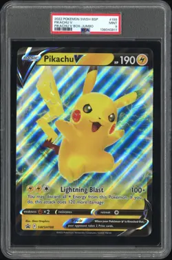 2022 POKEMON SWSH BLACK STAR PROMO PIKACHU V BOX-JUMBO #198 PIKACHU V PSA 9 - Image 1