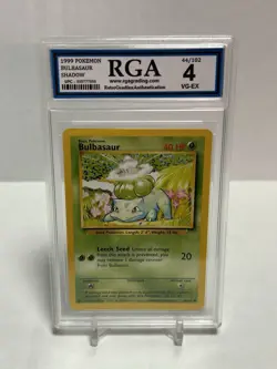 🔥 1999 Pokemon Bulbasaur Base Set #44/102 Shadow RGA 4 VG-EX - Image 1